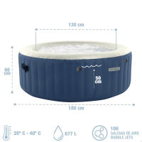 INTEX - Spa hinchable circular Blue One, Ø180x66 cm, 2-4 personas, 100 burbujas, 20º-40º, 677 litros, lona hinchable, cobertor aislamiento, unidad de control, 2 filtros cartucho S1, manguera inflado, dispensador cloro flotante - details 3