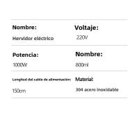 Hervidor Eléctrico 800ml De Acero Inoxidable 304 Térmico Con Control De Temperatura Para Café Y Té Con Base Giratoria De 360 Grados Y Función De Apagado Automático - details 11