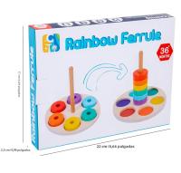 Juguete De Madera Para Educación Temprana Anillo Arcoíris Conciencia De Colores Entrenamiento De Coordinación Mano-ojo Y Clasificación De Columnas - details 13