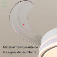Ventilador de techo retráctil de lujo 80 W con luz y control remoto, aspas ocultas, flujo de aire ajustable, luz LED con atenuación continua, motor DC silencioso, ideal para 10-15 m² - details 6