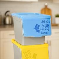 TIENDA EURASIA - Pack de 3 Cubos de Basura de Reciclaje de Cocina, 30L, Plástico, Sistema Apilable con Apertura Fácil - details 4