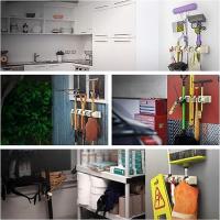 Soporte De Pared Para Escoba Y Mopa Con 5 Ranuras Y 6 Ganchos Herramienta De Almacenamiento Para Hogar Y Jardín - details 2