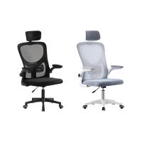 LUTODY - Silla de escritorio oficina con reposacabeza ajustable, Gaming, Respaldo red de malla transpirable, Soporte lumbar, Ergonómica con forro de nailon, Reposabrazo abatible, Rueda giratoria 360º, Pata PP, Escritorio, Para despacho centro trabajo - details 0