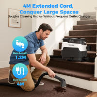 Teendow C6 MAX, Wet & Dry Vacuum Cleaners, 1650W Power Motor, 12000PA, 4M Extended, Removable Large Capacitywater Tank, High-Temperature, Spray-Brush-Suction Integration - details 2