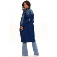 Nueva Llegada Chaqueta De Larga Manga Completa De Algodón Y Vaquera Para Mujer Abrigo De Trench Cardigan Capa De Jean Estilo High Street Otoño/Invierno - details 4