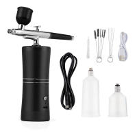 Kit De Aerógrafo Portátil 0.3mm Negro Acción Simple Mini Compresor De Aire Para Pastel Maquillaje Uñas Herramientas De Neblina De Fugas - details 13