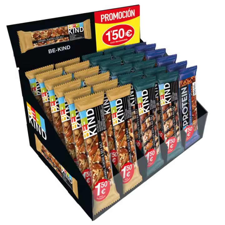Lote Be-Kind Core Barritas de Cereales con Frutos Secos Tostados - Chocolate Negro y Sal Marina + Caramelo, Almendras y Sal Marina + Protein Chocolate Negro - Contiene 30 unidades - Sin Gluten, Alto en Fibra, Barritas Energeticas - 1
