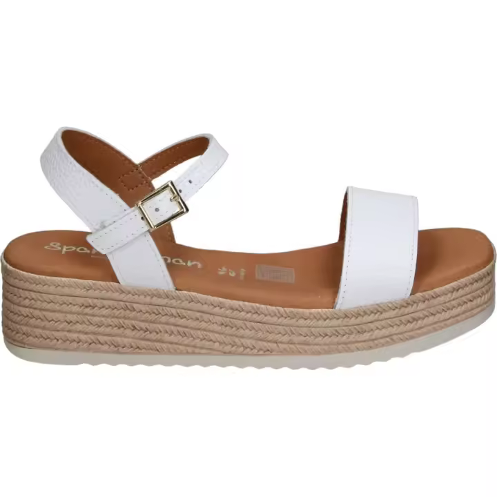 SPARWOMAN | Sandalias de Cuña Sparwoman para Mujer – Sandalia de Esparto en Color Blanco – Sandalia de Piel con Hebilla – Cuña Media y con Plataforma – Cómodas y Versátiles – Estilosas y Combinables – Modelo 6022 - 1