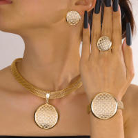 Juego De Joyas Liffly Para Mujer En Color Dorado Estilo Clásico Collar Colgante Pulsera Y Pendientes Para Boda Y Fiestas - details 5