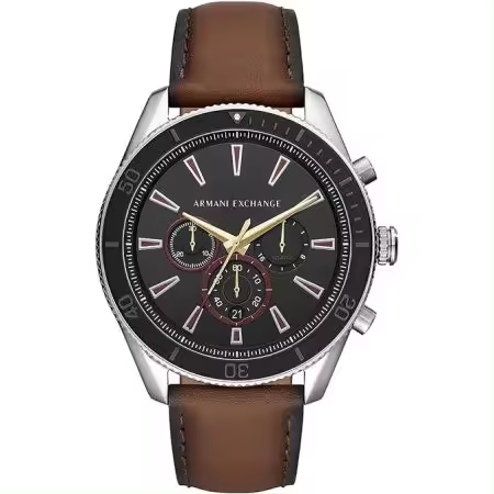 Armani Exchange Reloj Para Hombre Cuarzo 44MM Caja Acero Inoxidable Plateada Correa De Piel AX1817 - Relojes - 1