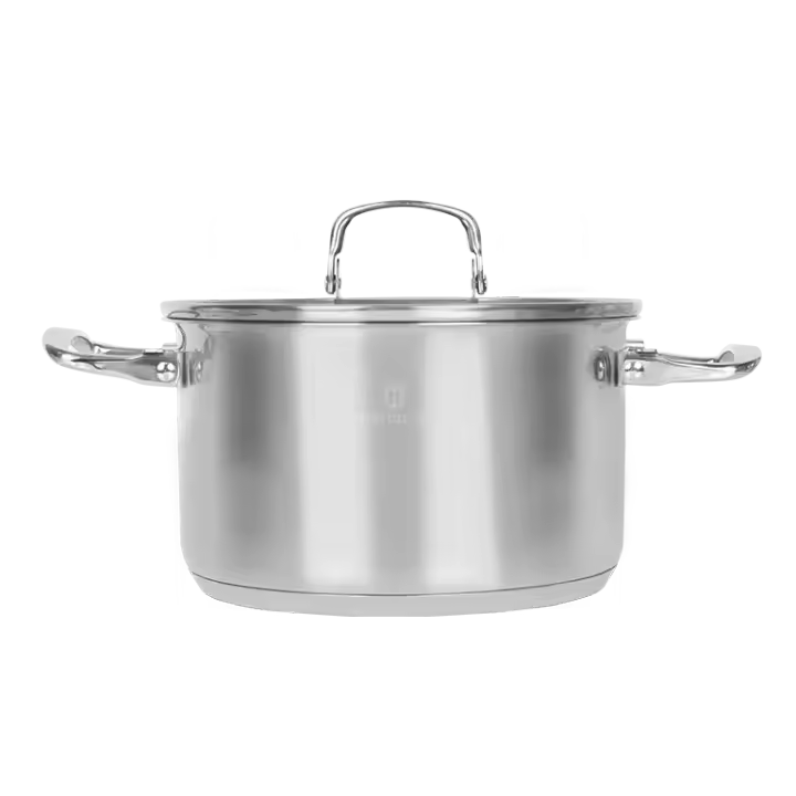 Juego de Cacerolas Inox Spazio Anidables con Tapa | Cacerolas de Acero Inoxidable 16, 20, 24 y 28 cm | Asas Plegables y Tapa Plana | Fondo Difusor de Aluminio para Todo Tipo de Cocinas, Incluida Inducción | Interior Satinado con Escala de Capacidad - 1