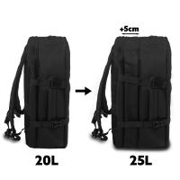 Mochila de cabina Montrip (20-25L, 1kg). 40x30x20 - Negra, expansible, ergonómica y ligera. Con 10 compartimentos internos y externos para portátil, zapatillas y objetos personales. Compatible como equipaje de mano en las principales aerolíneas. - details 1