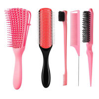 Set De 11 Peine Para Cabello Rizado Con Botella De Spray Peine Desenredante Masajeador De Escalpelo Herramienta De Peluquería Profesional - details 7