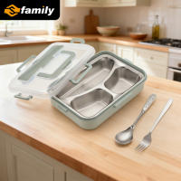 Family Fiambrera de Acero Inoxidable con Cubiertos, Fácil de Limpiar y Apta para Microondas con Tapa - details 2