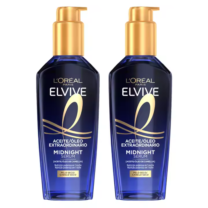 L'Oréal Paris | Elvive Aceite Extraordinario Midnight Serum Con Aceite de Camellia Para Pelo Seco 2x100ml - 1