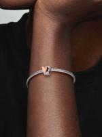 Pandora - Charm de clip de corazón a mano alzada - Plata de ley, baño de oro rosa de 14 k - details 2