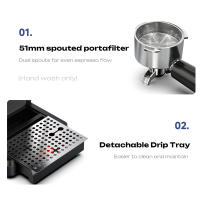 Cafetera todo en uno HiBREW H20 con molinillo integrado, extracción dual caliente y fría, presión de 20 bar, ajuste de molienda de 20 niveles, varilla de vapor para latte, depósito de agua de 1,4 L, control táctil inteligente - details 14