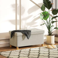 HOMCOM Puff Almacenaje, Banco Almacenaje Plegable, Capacidad de 67 L, 76x38x38 cm, Tapizado en Terciopelo, Baúl de Almacenamiento Dormitorio, Carga 120 kg, para Sala de Estar, Entrada - details 1