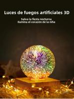 Lámpara De Ambiente LED 3D Fuego De Artificio Luz Nocturna Colorida Para Decoración De Hogar Lámpara Colgante De Bola De Vidrio Estrella Cielo - details 0