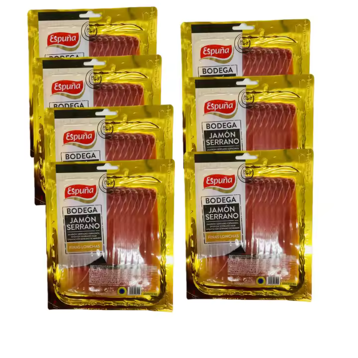 Jamon Curado Bodeja Espuña 7 Sobres (120g Aprox) - Delicioso Jamón Curado en 7 Sobres - Marca Espuña - 1