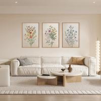 3pcs/set Arte De Pared En Lienzo Bohemio Floral Retro Moderno Minimalista Para Sala De Estar Decoración Del Hogar Estilo Clásico - details 2
