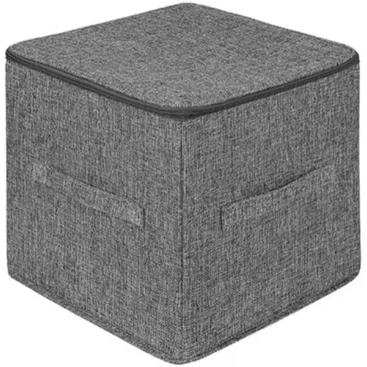 Caja de Almacenamiento 30x30x30 cm con Tapa y Cremallera – Cubo Organizador Plegable de Tela Tipo Lino con Asas Resistentes – Cesta para Ropa, Juguetes, Libros, Armario, Oficina y Hogar – Diseño Decorativo y Funcional - 1