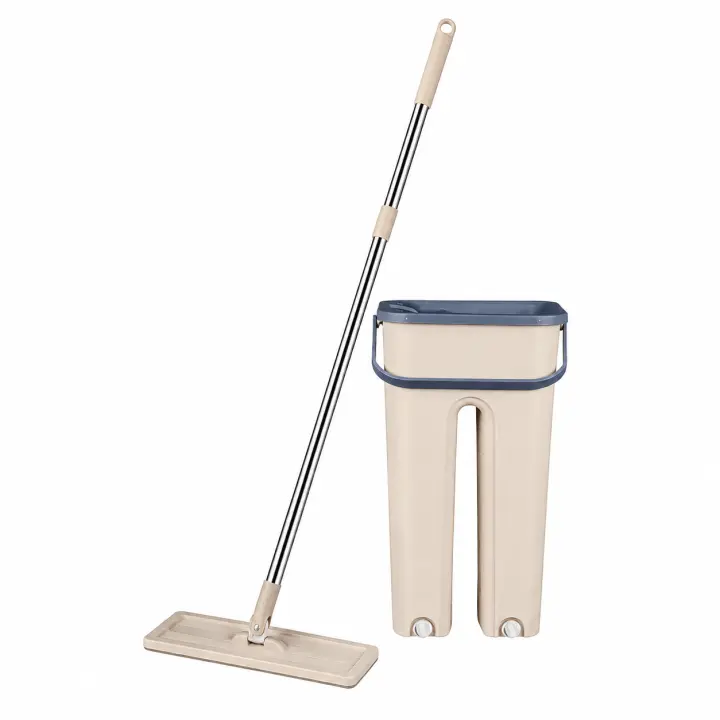 Mopa Plana Autolimpieza con Cubo Escurridor | Mopa de Microfibra 360º para Suelos, Parquet, Azulejos y Cocina | Sistema de separación de agua limpia/sucia - 1