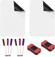 Om Home 2 piezas Pizarra magnética con esquinas redondeadas (29,7 x 21 cm) — Tamaño M — Imán para nevera / Tablero de notas / Pizarra / Material didáctico — Superficie de escritura lisa — Ideal para escuelas, oficinas y el hogar — Incluye 2 borradores + 6 - details 0