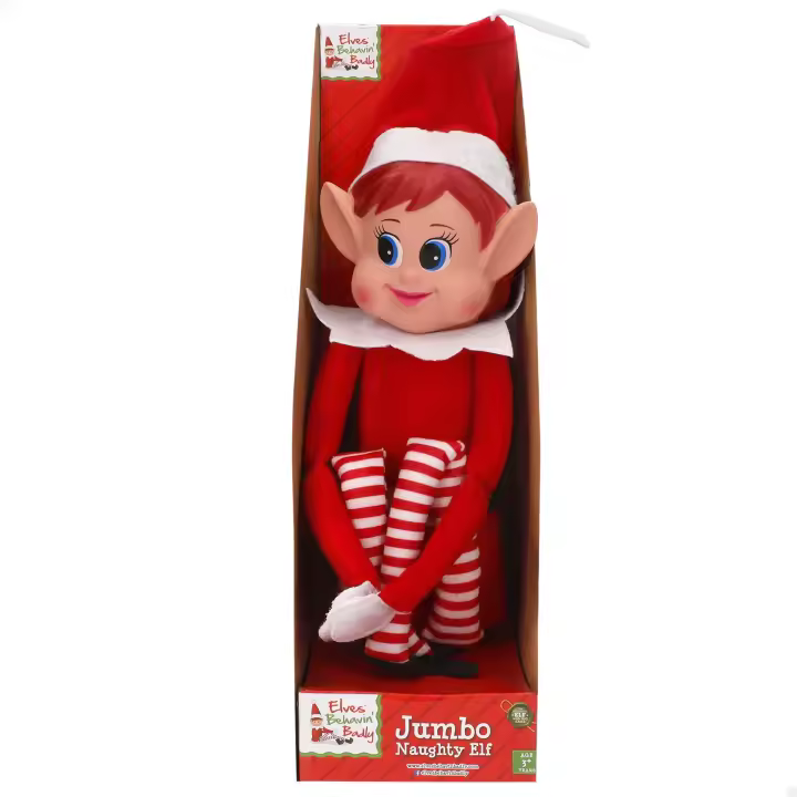 Colorbaby - Elves Behavin Badly - Peluche 50cm de Elfo Con Cuerpo Suave y Cabeza de Vinilo para Niños, Elfo Gigante - 1