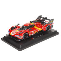 Burago - Maqueta coche Ferrari 499P LMH, coche que compitió en las 24h de Le Mans, fabricado en cuerpo de metal y plástico de calidad, licencia oficial, diseño realista a escala, maquetas de coches en miniatura, Incluye peana expositora para exhibir - details 0