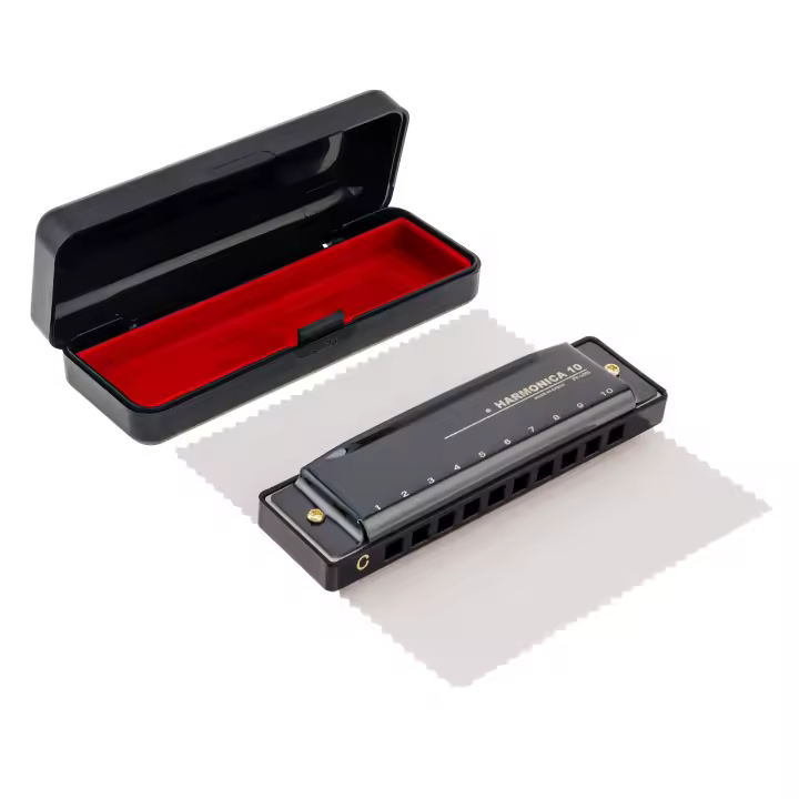 Harmonica De 10 Agujeros Y 20 Tonos En Mate Oro / Negro Para Blues Harpa Orquesta De Acero Inoxidable Instrumento Musical Para Principiantes - 1