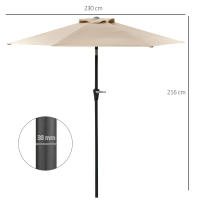 Outsunny Sombrilla de Jardín Ø230x216 cm Parasol de Terraza Basculante Apertura Manual Impermeable para Patio Piscina - details 2
