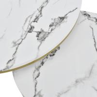 Set de 2 Mesas de Centro Nido Redondas, 80/60 cm, Tablero Blanco Efecto Mármol, Estructura Metálica Dorada, Mesas Auxiliares Modernas para Salón - details 2
