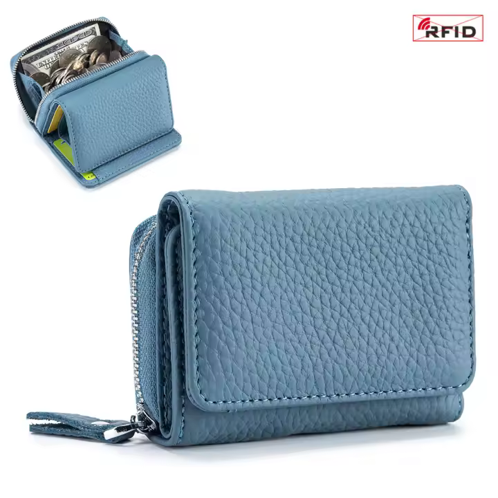 Cartera Mujer Pequeña Cuero Monedero para Mujer with Bolsillo de Cremallera para MonedasMini Billetera - 1