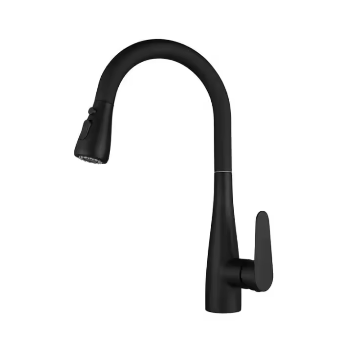 Grifo de cocina blanco con pulverizador, mezclador de fregadero de cocina de 3 chorros de agua, grifo giratorio de 360° para fregadero doble, negro - 1