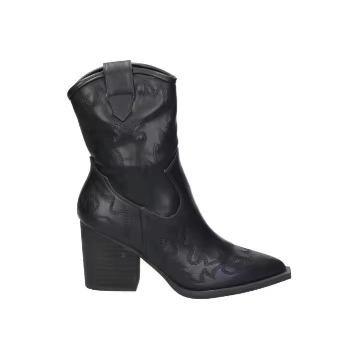 BUONAROTTI | Botines Cowboy Buonarotti para Mujer – Botines Camperos en Color Negro – Botín de Tacón con Cremallera Lateral – Tacón Alto y Cómodo – Estilosos y Combinables – Moda – Modelo A2435 - 1