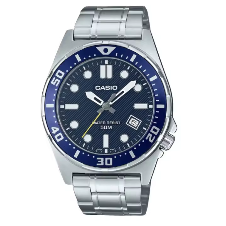 Casio MTD-135D-2A – Reloj deportivo de acero con esfera azul resistente al agua 100m - 1