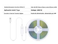 Tira De LED COB ZigBee Inteligente Compatible Con Tuya Alexa Luz USB 5V Dimmable Controlador De Luz Con Wifi Para Decoración De Habitación Cocina - details 1