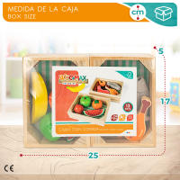 WOOMAX - Set 2 cajas con comida, de madera, contiene 13 piezas, mulso de pollo, pescado, salchicha, gamba, hamburguesa, filete, juguete infantil, educativo, +24 meses - details 5