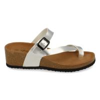 PuntoSalao Sandalias de cuña bio plateadas tipo esclava mujer M-28 - details 0