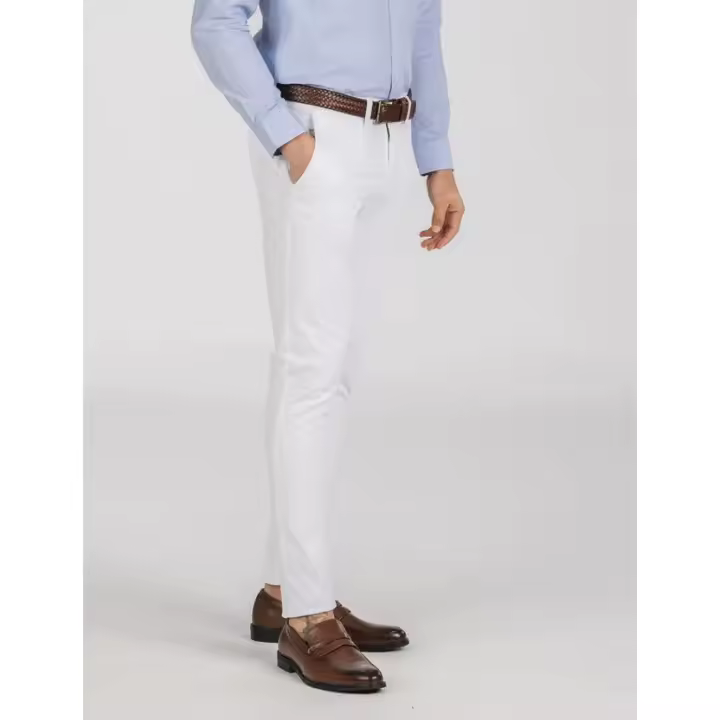 Pantalón Chino Celopman Skinny Básico Blanco - 1