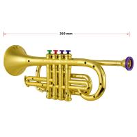 Trumpet Para Niños Instrumento Musical De Viento ABS Dorado Con 4 Teclas De Colores - details 5