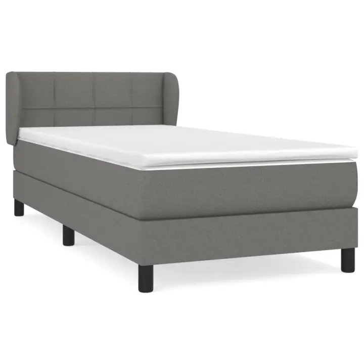 vidaXL Cama box spring con colchón tela gris oscuro 90x200 cm - 1