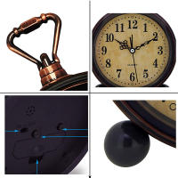 Reloj De Mesa Vintage De Metal Con Luz Nocturna Silencioso Para Dormitorio Reloj De Cuarzo Para Mesilla De Noche Estilo Europeo - details 2