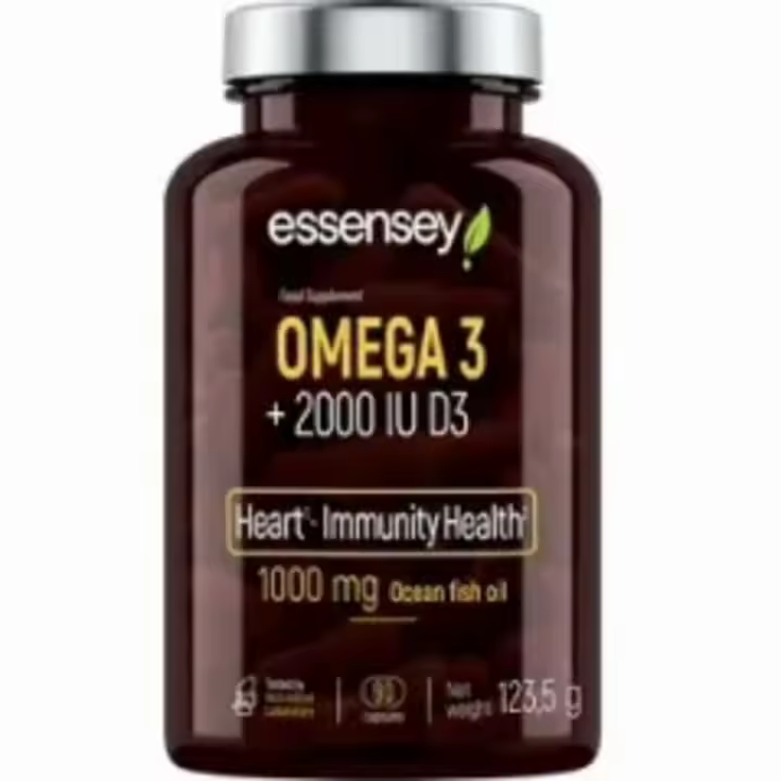 Omega 3 + Vitamina D3 2000 IU – ESSENSEY – 90 Cápsulas | Ácidos Grasos EPA/DHA para Corazón, Cerebro y Defensas - 1
