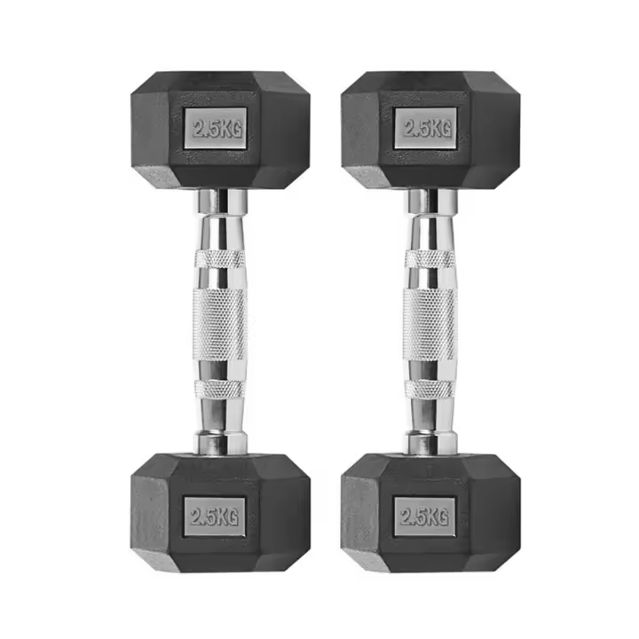 ALLINLIFE Mancuerna Hexagonal De Hierro Fundido Duradera De 2,5-25 Kg Con Revestimiento De Goma Para Gimnasio En Casa Con Mango Ergonómico, Estable Y Versátil - 1