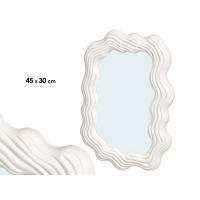 Espejo Decorativo de Pared Ondulado 45 x 30 cm Blanco – Espejo Moderno Marco Abstracto con Forma Orgánica – Espejo Vertical para Salón, Dormitorio, Recibidor o Baño – Decoración Minimalista y Original - details 1