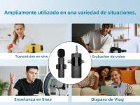 VIKEFON 3 En 1 Microfono Lavalier Inalámbrico Profesional Para iPhone Android Y Cámara Microfono Para iPad Tablet Con Ruido - details 2