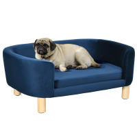 PawHut Sofá para Perros Pequeños, Cama para Perros Elevada con Patas de Madera, Cojín Desmontable y Funda Lavable, Carga 10 kg, 86x55x33 cm, Azul - details 0