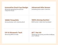 JIGOO J300 Aspirador de Ácaros con Sensor de Ácaros y Pantalla Digital, 500W Aspiradora antiácaros con Doble Taza, Luz UV, para Alergias, Elimina el 99.9% de alérgenos en colchones, Camas y sofás - details 1